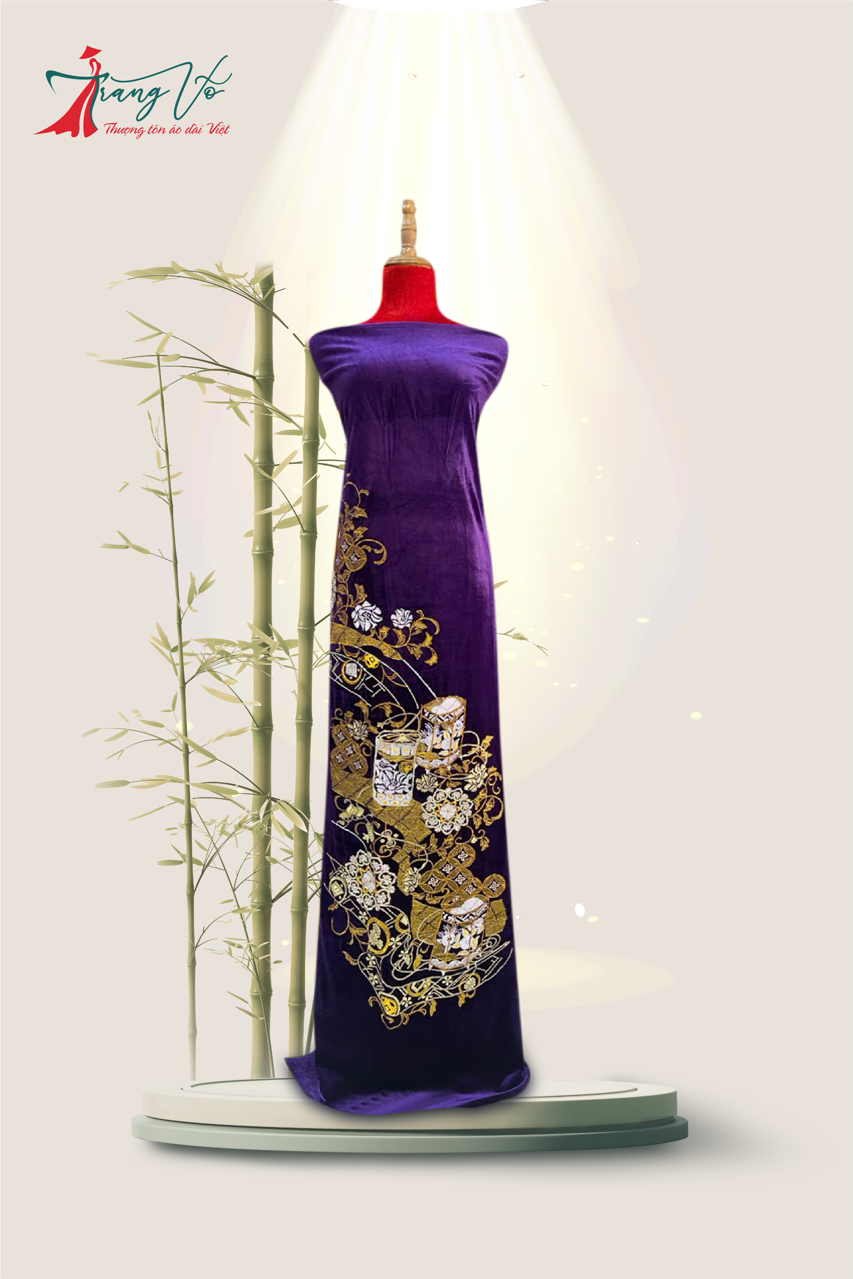 NHUNG TUYẾT THÊU PHỐI HOA VĂN TÍM #02112409